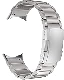 [MaKTech] チタンリストバンド グーグル・ピクセル・ウォッチ 用, メタルブレスレットストラップ トータスバックル付きアダプター付き Google Pixel Watch 4/3/2/1 [2025] 用 (41mm,シルバー)