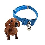 ペット首輪、haoricu子犬ホットかわいいBow Small Dog Collar Cat Bell襟 US サイズ: S カラー: ブルー