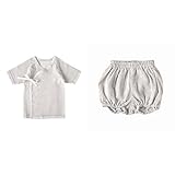 【セット買い】10mois ベビークレープ短肌着 ＋クレープブルマ グレー