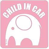 imoninn CHILD in car ステッカー　【マグネットタイプ】　No.01　ゾウさん　（ピンク色）