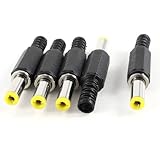 uxcell 黄色の先端　ブラック　5.5mmx2.5mm　DC電源ジャック　プラグコネクタ 5 個