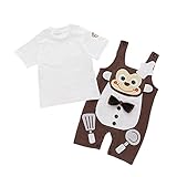 AvaCostumeベビー男の子かわいい猿の全体的なロンパースとシャツ服セット2個