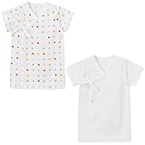 ミキハウス（ベビー）(mikihouse) ピュアベール 天使のはぐ 天竺短肌着２枚セット（水玉+無地[白]） 50cm ピンク（08）