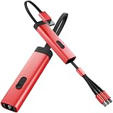 IbowEr 充電ケーブル 3in1 収納 3A USB充電 最大15W 充電コード 絡み防止 3種類端子対応 スマートフォン対応 高耐久 (レッド)