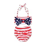 Liebeye ビキニ 子供 女の子 クリエイティブ アメリカン セクシー ソフトコットン水着 2Pcs/Set 5T (120CM)