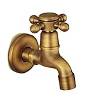 Gold Central アンティーク 水道 蛇口 十字 取手 レトロ 銅製 水栓 ブロンズ DIY ガーデニング (B ショートタイプ)