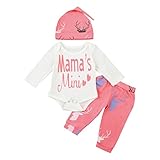 杜屋トヤ　新生児服　上下セット　ルームウェア　英字　鹿　長袖Ｔシャツ ロンパース　パンツ　帽子　かわいい　シンプル　洋式　秋　冬　カジュアル　遊び　お出かけ　プレゼント　女の子　男の子　赤ちゃん　70