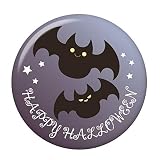 ハロウィン缶バッジ 【コウモリ・ダブル】 特大サイズ（76mm） New安全ピンタイプ