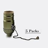 FSLiving アンティークブラスライトソケット産業エジソンランプホルダー金属シェルE26/ E27ベースUL承認(DT002-L)(5 Packs)