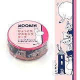 ワールドクラフト ムーミン マスキングテープ 幅15mm ボーダー ピンク MOMT15-001