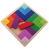 kamsolマルチカラー木製ビルディングブロックボードtan-gramジグソーパズルTetris For子供赤ちゃん早期教育学習Wooden Toys Square Shape