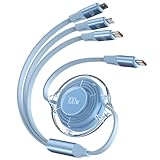 ＦＣＪ∞ＣＡＦＥＬＥ 【新登場&100W】USB-C to USB-C ケーブルPD対応100W/5A 3in1 巻き取り充電ケーブルQC4.0 超急速充電USBケーブルマルチ 充電ケーブル usb type c ケーブル（100Wのみ）phoneとマイクロusb（10Wのみ）MacB00k Pro/Air/iPad/Galaxy/phone/Microその他全機種に対応 1.25mブルー青
