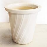 信楽焼植木鉢 白ストライプケンガイ 10号 ／アウトレット数量限定品