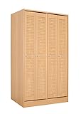 ルーバー折れ戸クローゼット 衣類収納 幅120cm ハンガーラック ロッカ/ナチュラル