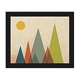 Solemn Scattered Pines : mid-centuryレトロモダンポストモダン抽象Painting Drawing Illustrationフォレストの木の壁アートプリント 16x2