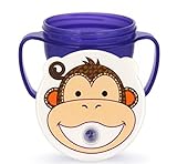 エジソン、回転型の草書防止の子供両手ストローカップ (猿-パープル)