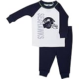 NFLシアトルシーホークスヘルメットロゴThermalパジャマセット、12ヶ月、海軍