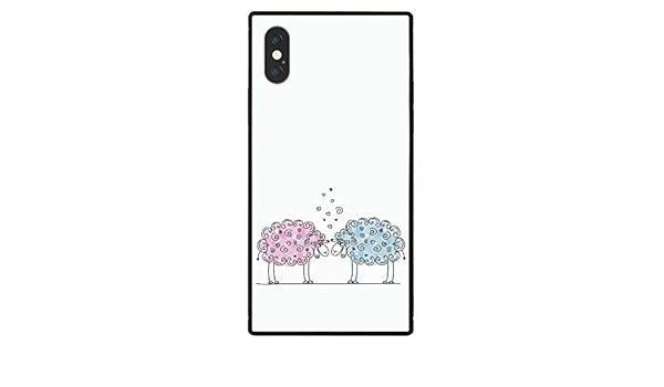 Amazon Co Jp Ruuu 耐衝撃 Tpu Iphone Xr スクエア型 四角 強化ガラス スマホケース Iphoneケース ハード ケース おもしろ イラスト ひつじ 羊 ゆるい キャラクター ホワイト パステルカラー カップル ハート 家電 カメラ