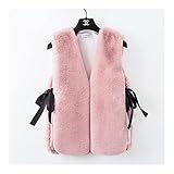 ダウンベスト 女性のジャケットベストベスト女性の短い春秋の服ウールの女性のベストの毛皮のコート ベスト＆ウィストコート婦人服、ベスト＆ウィストコート、 (Color : Pink, サイズ : Averaged)