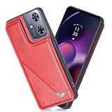 【iFaoce】高級レザー シリーズ 互換性 Moto G64 5G / G64Y 5G 專用 背面ケース（レッド) モトg645g 人気 スマホケース カード収納 背面カバー 薄型 軽量 多機能 全面保護 携帯ケース モトローラg64Y RED