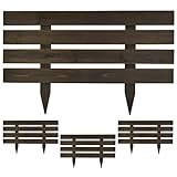 天然木製 花壇フェンス ボーダーフェンス スティック 4枚セット ダークブラウン 幅80cm×高さ49cm JSBF-8049X4-DBR