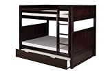 Camaflexi Panel Style Solid Wood Bunk Bed with Trundle, Full-Over-Full, Side Attached Ladder, Cappuc