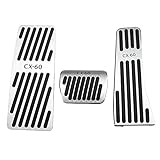 LEXLEYS マツダ 新型CX-60 KH系 アルミ ペダル アクセル ブレーキ フットレスト カバー 滑り止め付 被せる ゴム CX60 カスタムドレスアップ パーツ(シルバー)