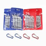 LEONTOOL ミニスパナセット 10本組×4袋 4mm～11mm 5/32"～7/16" コンビスパナセット 片目 片口 コンビネーションレンチ 薄型 軽量 カラビナ 収納袋付き