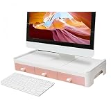 モニター台 卓上 デスクシェルフ 机上ラック モニタースタンド 引き出し付き パソコン台 pc台 机上台 台 デスク周り収納 ディスプレイ 台 スタイリッシュで耐久性があり、多用途に使えるオフィス、リビングルーム、寝室、学校などのシーンに適しています(ピンク,単層)