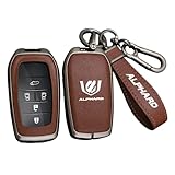 【トヨタ・アルファード／ヴェルファイア 30系・40系対応】 スマートキーケース 本革×亜鉛合金 フルカバー 二重構造 5・6ボタン対応 耐衝撃・傷防止 電波遮断なし 分離式 簡単装着 のあるデザイン シンプルなギフトボックス付 (アルファード｜ガンメタル×ブラウン) [並行輸入品]