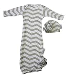 Woombie Indian Cotton Gowns Plus Hat, Gray Chevron Girl, 16-23 Lbs by Woombie [並行輸入品]
