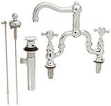 Rohl A1419XMAPC-2 A1419Xm-2 Country Bath Bridge Bathroom Faucet with Pop-Up Drain and Metal, Polishe
