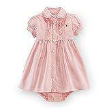 【並行輸入】RalphLauren(ラルフローレン) 女の子 半袖ボタンシャツワンピース　ブルマ付き オックスフォードシャツワンピ 24ｍ（85～90サイズ）