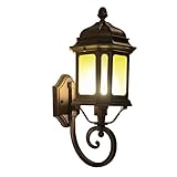 YJH+ レトロウォータープルーフウォールランプ、屋外ウォールランプガーデンライト防水ライト防塵ガラスウォールライトバルコニー鋳造アルミドアの外装ライトシングルヘッドE27、16 * 50センチメート