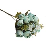 【ノーブランド 品】ホーム　パーティー　装飾　人工花　造花 花束　ブーケ　ティーローズ　全４色選べる - ブルー