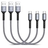 GHNTJAP USB Type C ケーブル 短い 30cm/3本 USB A to USB C ケーブル 3A急速充電 QC3.0/2.0対応 iPhone15/Galaxy/Pixel/Xperia/LG等タイプc機器対応 ナイロン編み 0.3M