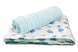 Spasilk 100% Cotton Muslin Swaddle Blankets, Blue Elephant, 2 Count by Spasilk [並行輸入品]