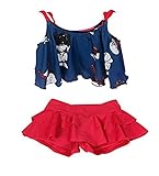 HIMOE 水着 女の子 ベビー フリル キャミソール風 2点セット キッズ水着 スクール水着 スイムウエア 撮影服 紫外線対策 UVカット コスチューム (L, ネイビー)