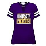 NFL Minnesota Vikings Short Sleeve Notchと腕ストライプTシャツ、1 x、パープル/ホワイト