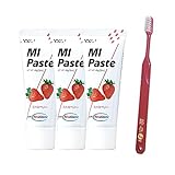 ジーシー MI ペースト 40g×3本 ストロベリー + 艶白 ツイン (二段植毛) 歯ブラシ 1本 [歯科専売品]