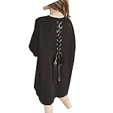 Spinas（スピナス) 産前から産後まで マタニティ おしゃれ バックレースアップ フレアスリーブ　ゆったり チュニック ワンピース 3色