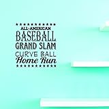デザインwith Vinyl Jer 120 1 All American野球スポーツGrand Slamカーブボールホーム実行Sign子供の寝室ビニール壁デカールステッカー 14" x 28" JE