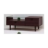 日本製 北欧風 カフェ 幅90cm ガラステーブル ブラウン 完成品