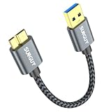 SUNGUY USB3.0 ケーブル MicroB 0.15M タイプAオス - マイクロタイプBオス USBケーブル 短い 外付けHDD/SSD ハードドライブ/HDカメラなど対応 マイクロB変換ケーブル 高速データ転送 15cm グレー