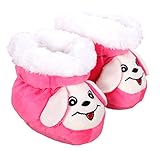 【Picotio】 かわいい ワンちゃん ベビーシューズ 赤ちゃん 靴 防寒対策 ルームシューズ あったか ムートン ベビーブーツ (ピンク)