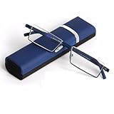 スタイリッシュなアンチ疲労リーダーEye CareポケットハーフフレームセミフレームレスリムレスリーディンググラスRead BookマップMenueアイウェアフレキシテンプルメガネブルーチューブケース