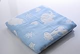 Organic Cotton Muslin Swaddle Blanket 6層マルチブルー魚パターンベビーバスタオル特大110 cm x 110 CM/43 " x 43 "。。。