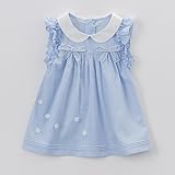 Chaufly ベビースカート 子供服 女の子 Aラインドレス プリンセス ノースリーブ フリルピンストライプドール カラー 服 可愛い 発表会 パーティー 超柔らかい 長袖 パーティー春秋 綿