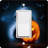 Rikki Knight Halloween Evil Jack with Bat Silhouettes Single Rocker Light Switch Plate [並行輸入品]