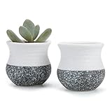 T4U 6CM 陶器ミ二植木鉢 韓国風の雪花シリーズ No.3 黒白酒樽形 多肉植物 サボテン鉢 フラワーポット プランター容器 2個入り